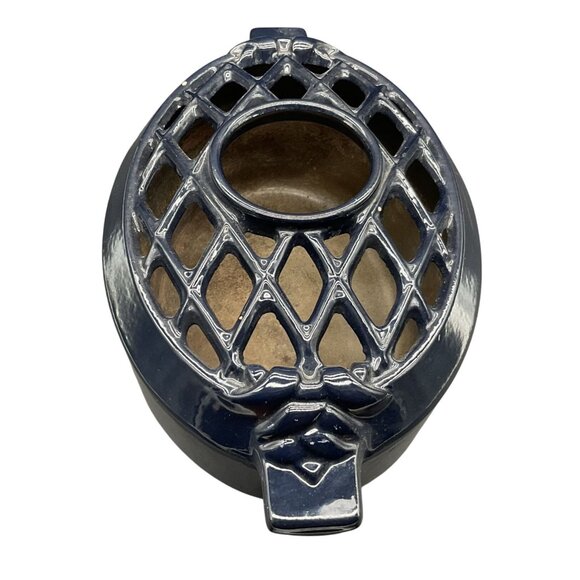 Vintage John Wright Cast Iron 3 Qt Wood Stove Steamer With Lattice Top Dark Blue - Picture 4 of 6